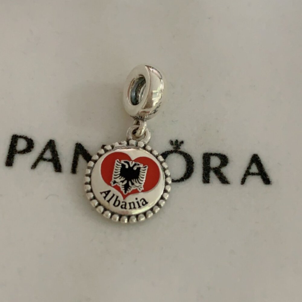 Pandora Albania Flag Exclusive Dangle Charm Pendant /Exclusive Enamel Dangle